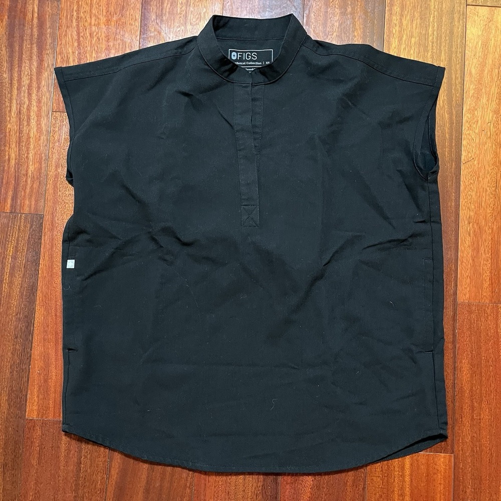 FIGS Womens XS Rafaela Oversized Scrub Top Black Medical Sleeveless Stretch